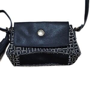 Tommy Hilfiger Monogram Crossbody Bag Women's Tassel Adjustable Strap Gold Logo